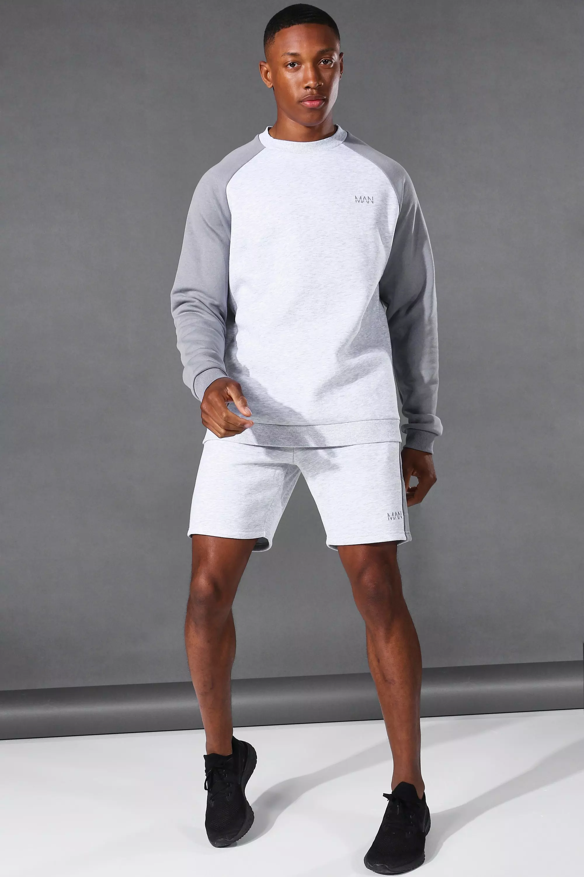 Active Gym Colour Block Sweatshirt Short Set